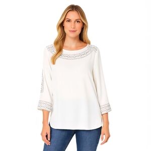 Chic White Blouse with Embroidered Details